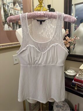 Victoria's Secret White Lace Trim Tank Top